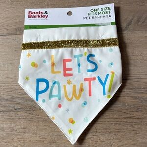 Boots & Barkley Colorful 'Let's Pawty' Bandana - White with Gold